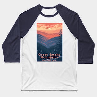 Great Smoky Mountains national park travel poster Baseball T-Shirt